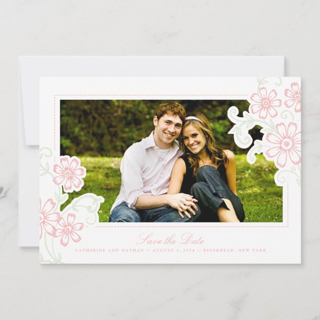 Jardin Rustique Fleurs Save the Date (Devant)