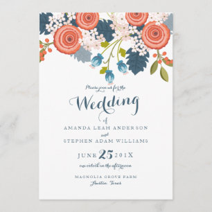 Jardin sauvage Faire-part de mariage florale