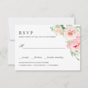 Jardin sauvage   PInk MARIAGE RSVP REPAS CHOIX
