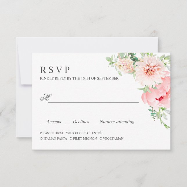 Jardin sauvage | PInk MARIAGE RSVP REPAS CHOIX (Devant)