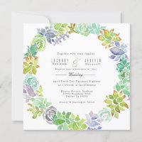 Jardin Succulent | Invitation de mariage aquarelle