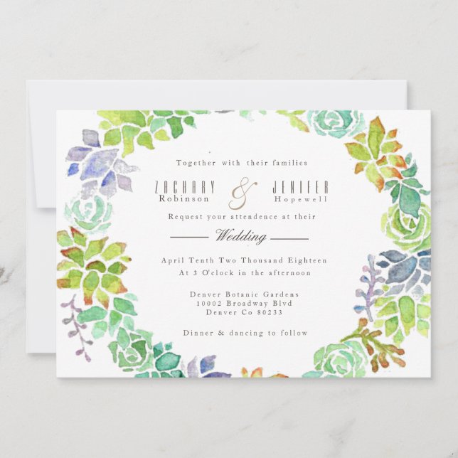 Jardin Succulent | Invitation de mariage aquarelle (Devant)