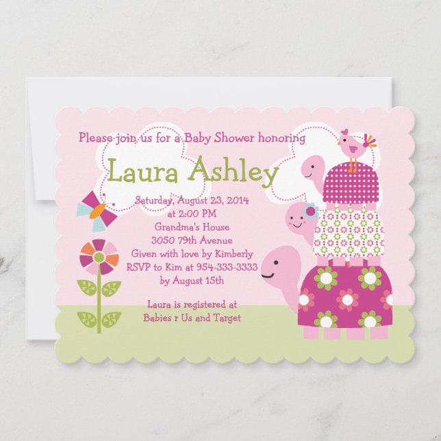 Jardin Tortues empilées Baby shower Invitation (Devant)
