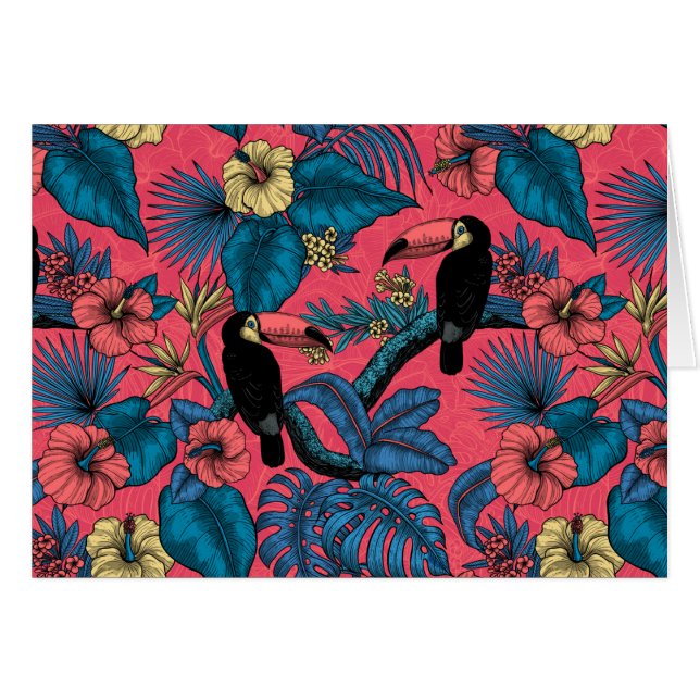Jardin toucan en rouge et bleu (Devant horizontal)