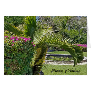 Jardin tropical d'anniversaire avec palmiers