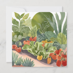 Jardin végétal   Carte de peinture aquarelle