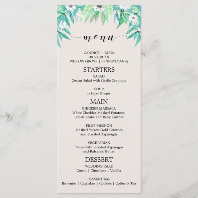 Jardin verdoyant Botanique Wreath Mariage Carte Me (Devant)