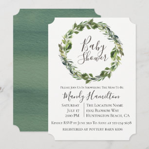 Jardin verdure Baby shower de couronne Invitation