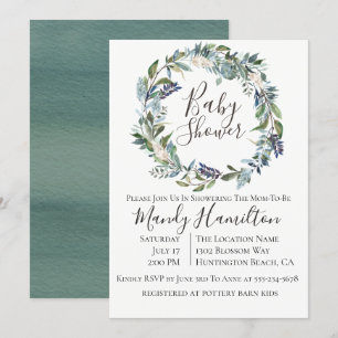 Jardin verdure Baby shower de couronne Invitation