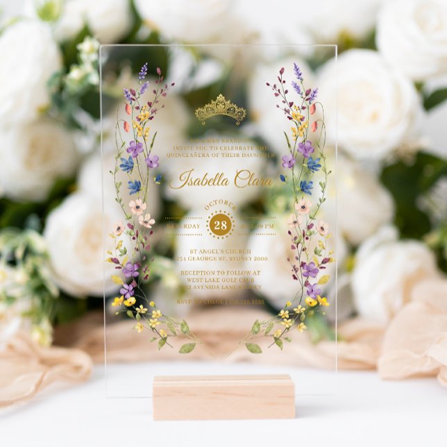 Jardin Whimsical Quinceañera Invitations acrylique (Créateur téléchargé)
