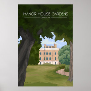 Jardins du Manoir Londres Affiche de Voyage