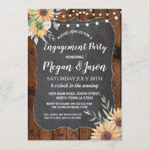 Jars Engagement Party Rustic Wood Sunflower Einlad Einladung