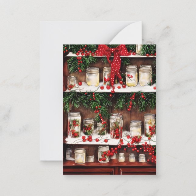 Jars und Beeren Haushalt Mini Weihnachten Mitteilungskarte (Vorderseite)