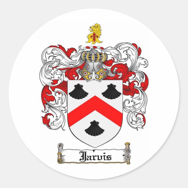 JARVIS-FAMILIENWAPPEN - WAFFENSCHUTZMUSTER RUNDER AUFKLEBER (Vorderseite)