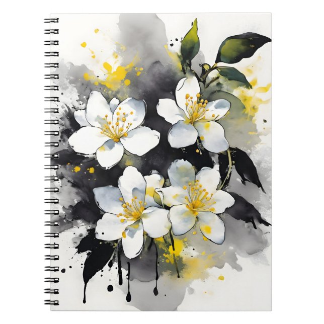 Jasmin - Aquarellblumen Notizblock (Vorderseite)