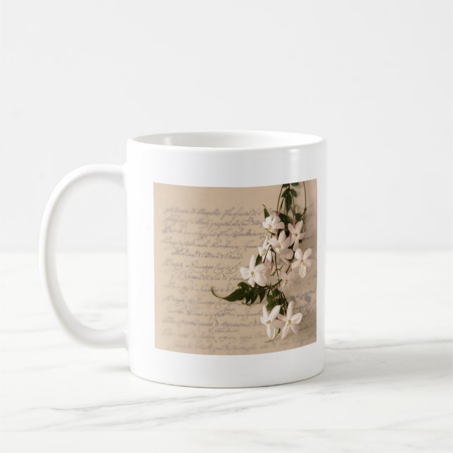 Jasmin auf alten Drehbuchfrauen Langarm-T - Shirt Kaffeetasse (Links)