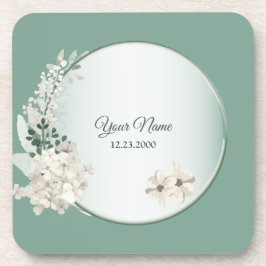 Jasmin Blumen Grün Geometrische Hochzeitsfeier Getränkeuntersetzer