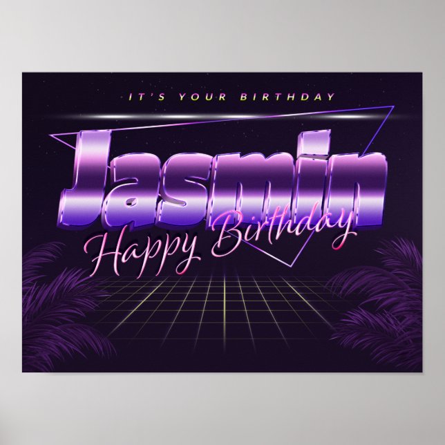 Jasmin Name Vorname lila retro Geburtstag Poster (Vorne)