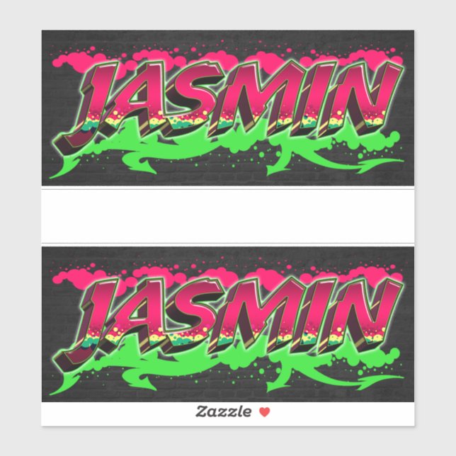 Jasmin Prénom Nom Graffiti Autocollant Autocollant (Feuille)