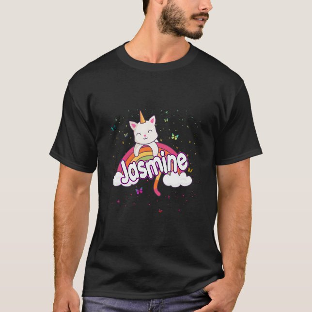 Jasmine Adorable Name With Beautiful Caticorn T-Shirt (Vorderseite)