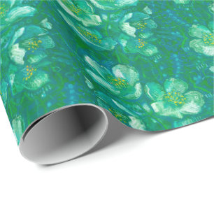 Jasmine Bloom Vintage Blumen Florales Muster Grün Geschenkpapier