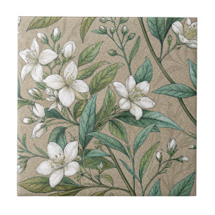 Jasmine Blume Vintage botanische nahtlose Fliese