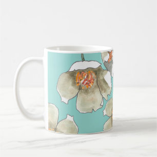 Jasmine-Blume: Wasserfarbe Türkis Kaffeetasse