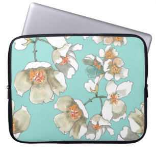 Jasmine-Blume: Wasserfarbe Türkis Laptopschutzhülle