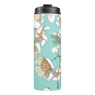Jasmine-Blume: Wasserfarbe Türkis Thermosbecher