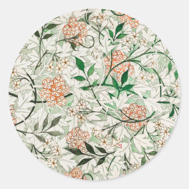 Jasmine by William Morris Runder Aufkleber (Vorderseite)