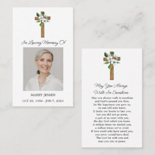 Jasmine Cross Gedenkfoto Trauerkarte Gebet Visitenkarte