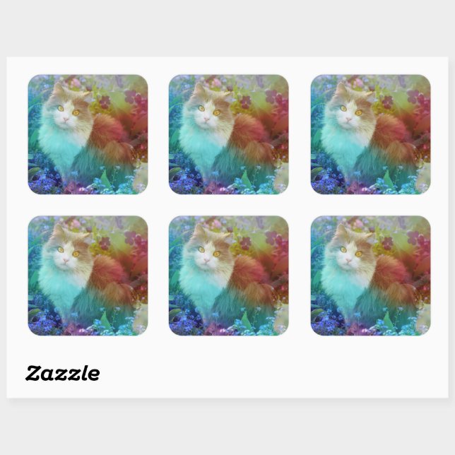 Jasmine die Kitty Quadratischer Aufkleber (Blatt)