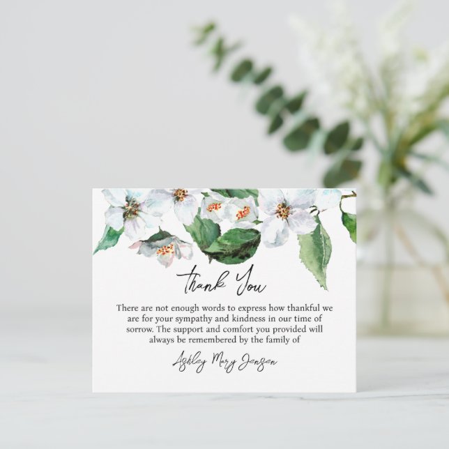 Jasmine Funeral Thank You Card Bereavement Dankeskarte (Stehend Vorderseite)