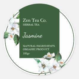 Jasmine Herbal Tea Business Label Runder Aufkleber