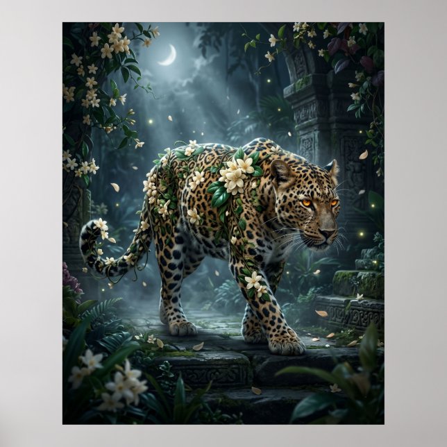 Jasmine Leopard Moon Bloom Poster (Vorne)