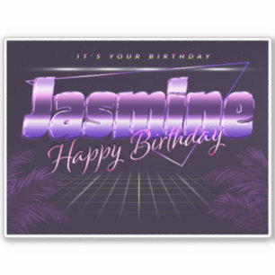 Jasmine Nom Prénom lilas autocollant rétro Anniver