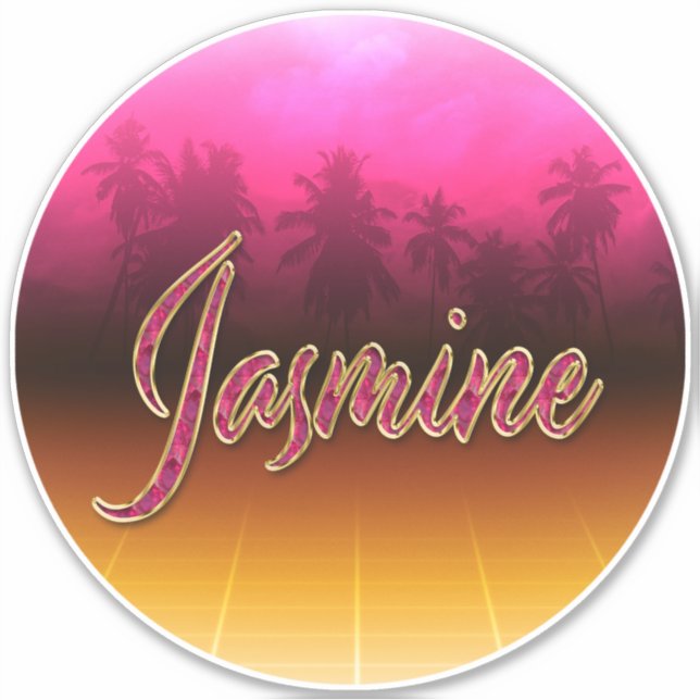 Jasmine Prénom Golden rose Autocollants (Devant)