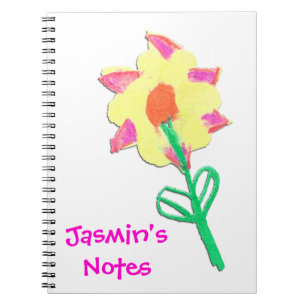 Jasmins Blume Kunst von Kindern Personalisiert Cus Notizblock
