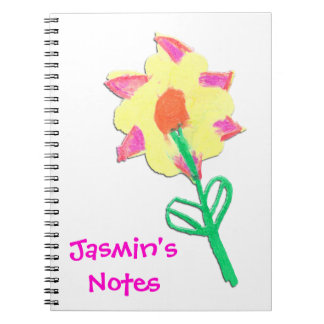 Jasmins Blume Kunst von Kindern Personalisiert Cus Notizblock