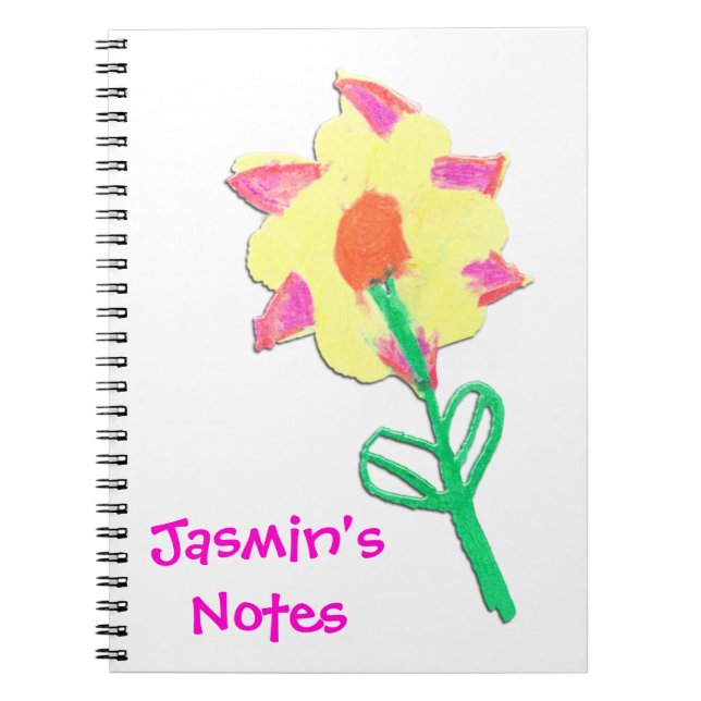 Jasmins Blume Kunst von Kindern Personalisiert Cus Notizblock (Vorderseite)