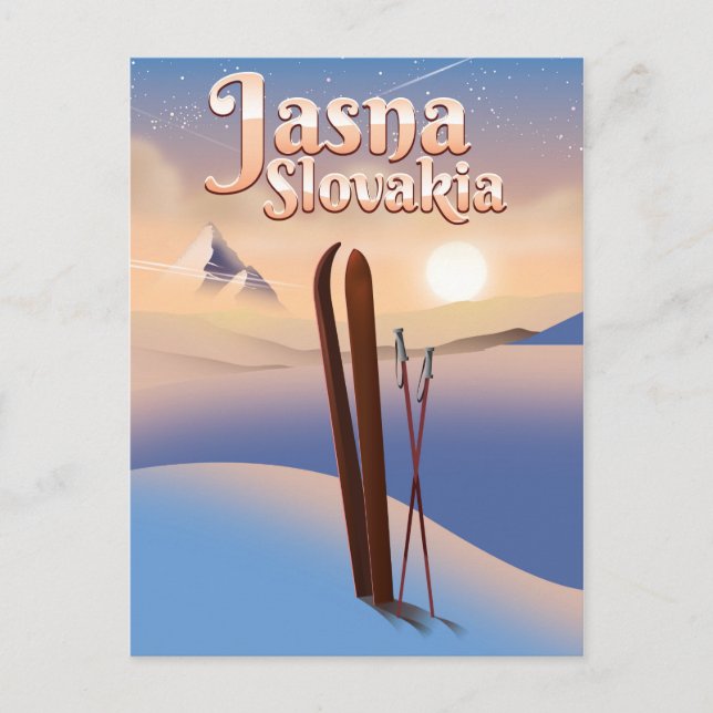 Jasna, Slowakei Skiposter. Postkarte (Vorderseite)
