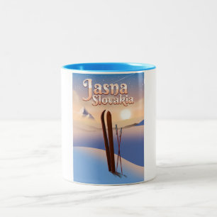 Jasna, Slowakei Skiposter. Zweifarbige Tasse