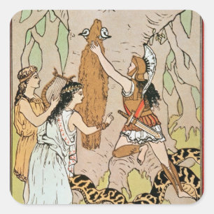 Jason ergreift die Goldene Fleece Quadratischer Aufkleber