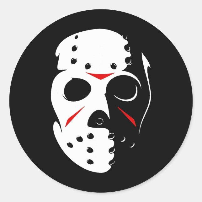 Jason Hockey Mask Halloween Freitag, 13. Runder Aufkleber (Vorderseite)