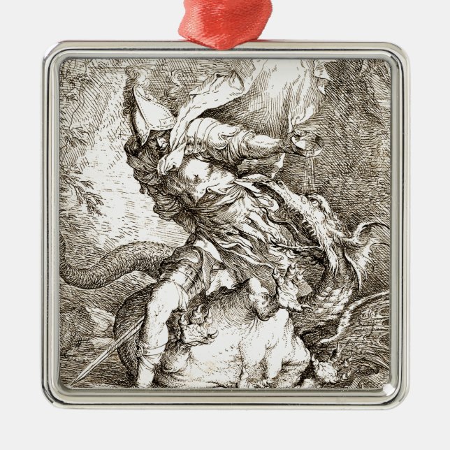 Jason und der Drache (Radierung des 17. Silbernes Ornament (Vorne)