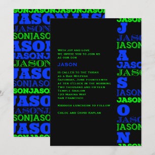 JASONCool Moderne Bar Mitzvah Einladung Black Blue