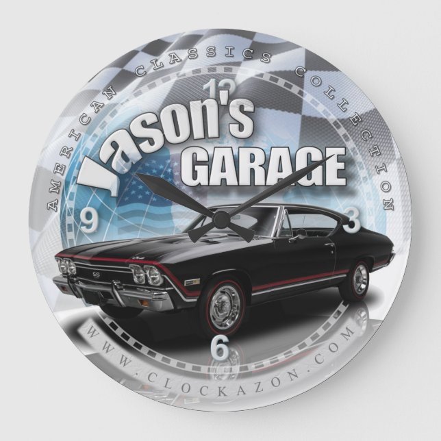 Jason's Garage Chevelle Wall Clock Große Wanduhr (Vorderseite)