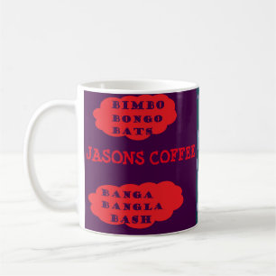 Jasons Name auf der designroten lila Kunst Kaffeetasse