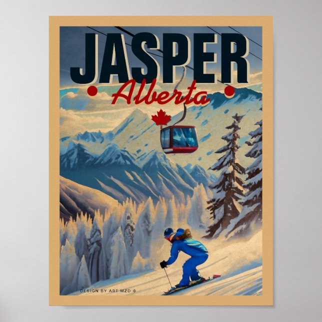 Jasper Alberta Mountains Kanada Vintag 50er Poster (Vorne)