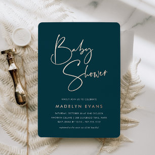 Jasper   Modern Minimalist Script Baby Shower Folieneinladung